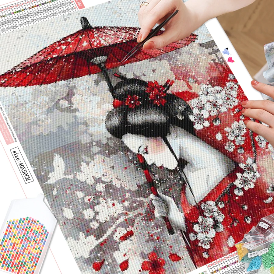 Diamond Painting Japanese Full Square Portrait Diamond Embroidery Picture Mosaic Rhinestones Wall Art