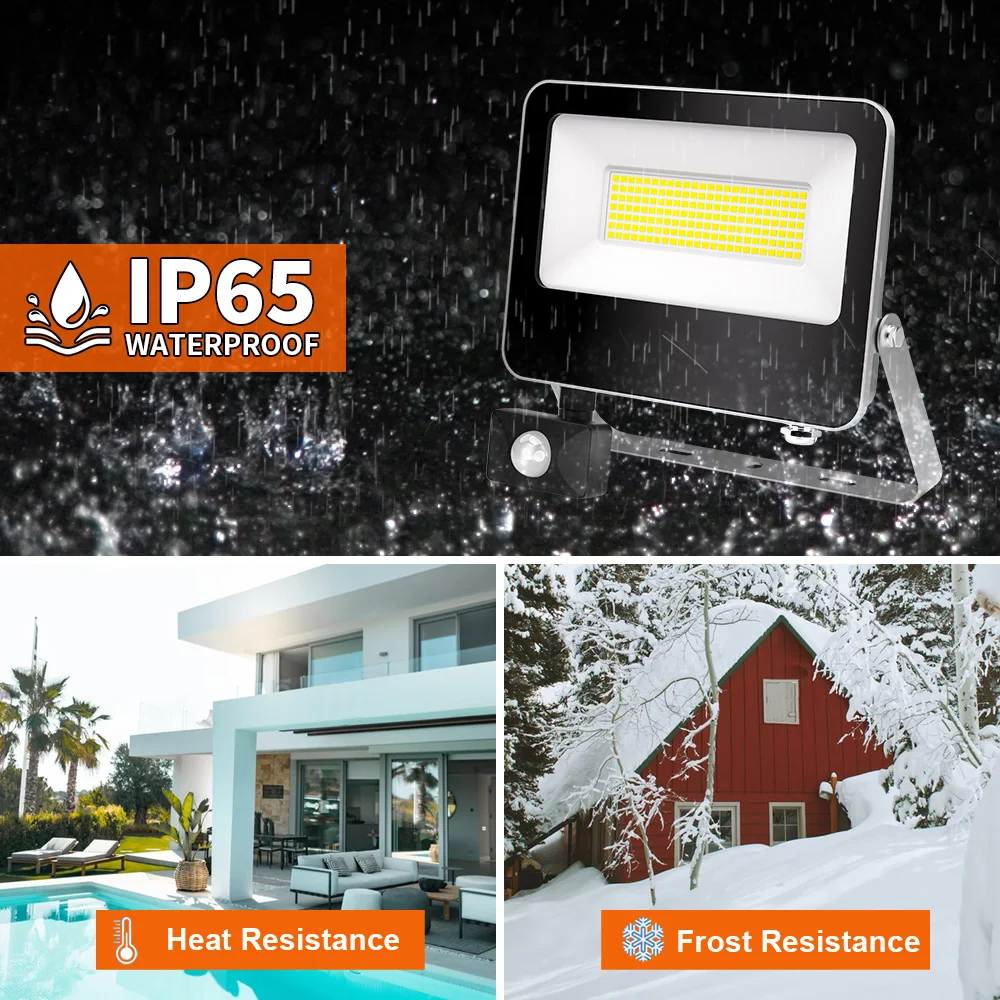 KCD Garden 10w 24w 30w 50w 100w Floodlight Projector Lighting Spotlight Wall Flood Lights With Motion Sensor 3000 Lumen