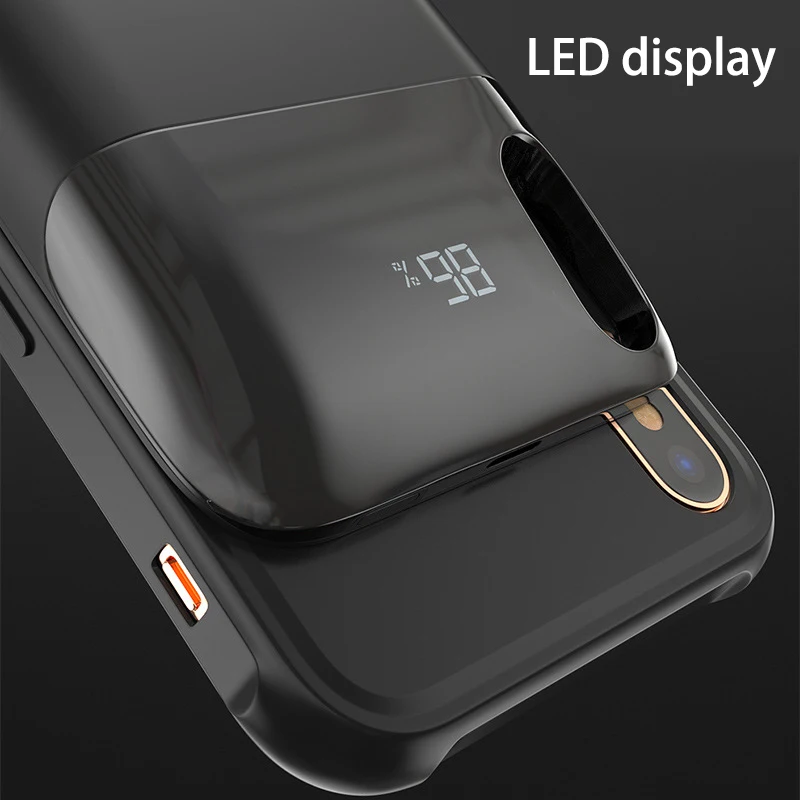 Горячая распродажа! Портативное беспроводное зарядное устройство power bank с ЖК-дисплеем 5500 мАч задняя крышка смарт-чехол-зарядка для iPhone x xs max xr