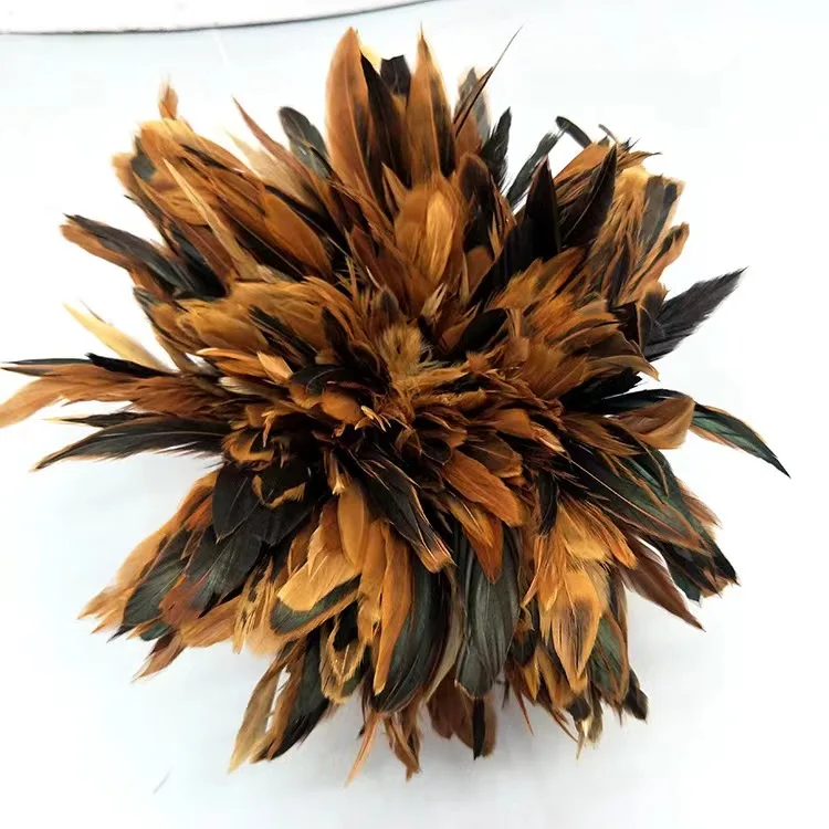 8-10 inch Natural Brown Half Bronze Coque Tail Strung Wholesale Feathers Costume