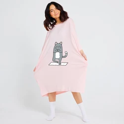 Nightgowns Short Sleeve Nightshirts Cartoon Printed Sleepwear Soft Sleep Shirts Casual Big Size Hood Sleep Dress for Women