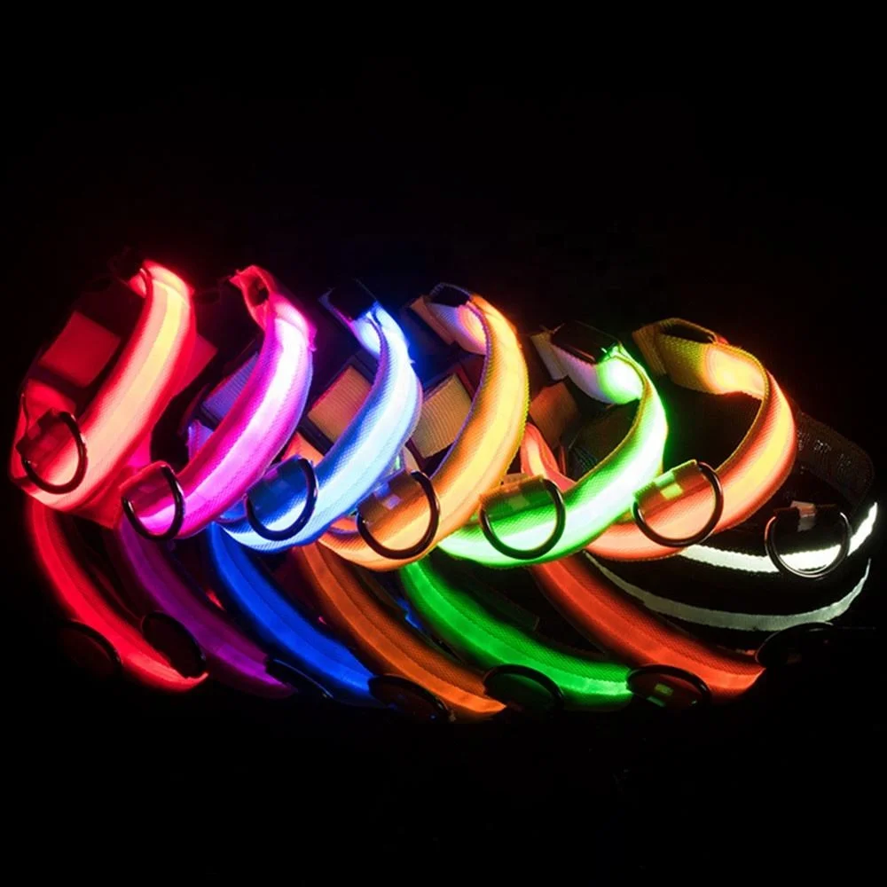 Adjustable LED Flash Pet Dog Training Collar, Dogs Luminous Fluorescent Collars Pet Supplies