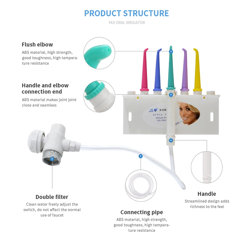 Family use water flosser dental oral care tooth cleaning dental oral care irrigator faucet dental spa portable cordless flosser
