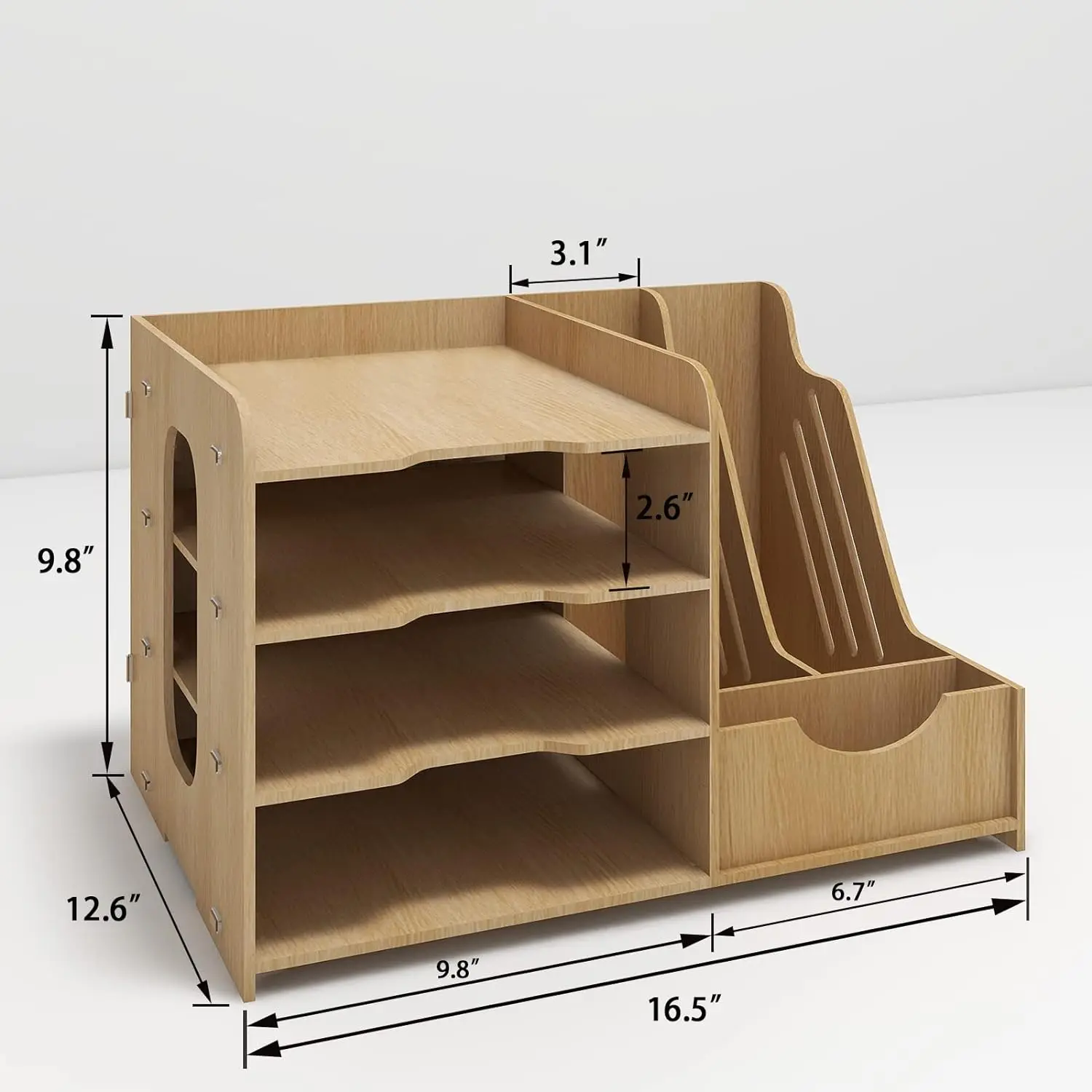 Office Wood Desktop Organizer Letter A4 Paper File Rack with Vertical Horizontal File Holder Supplies Storage Box Mail Sorter