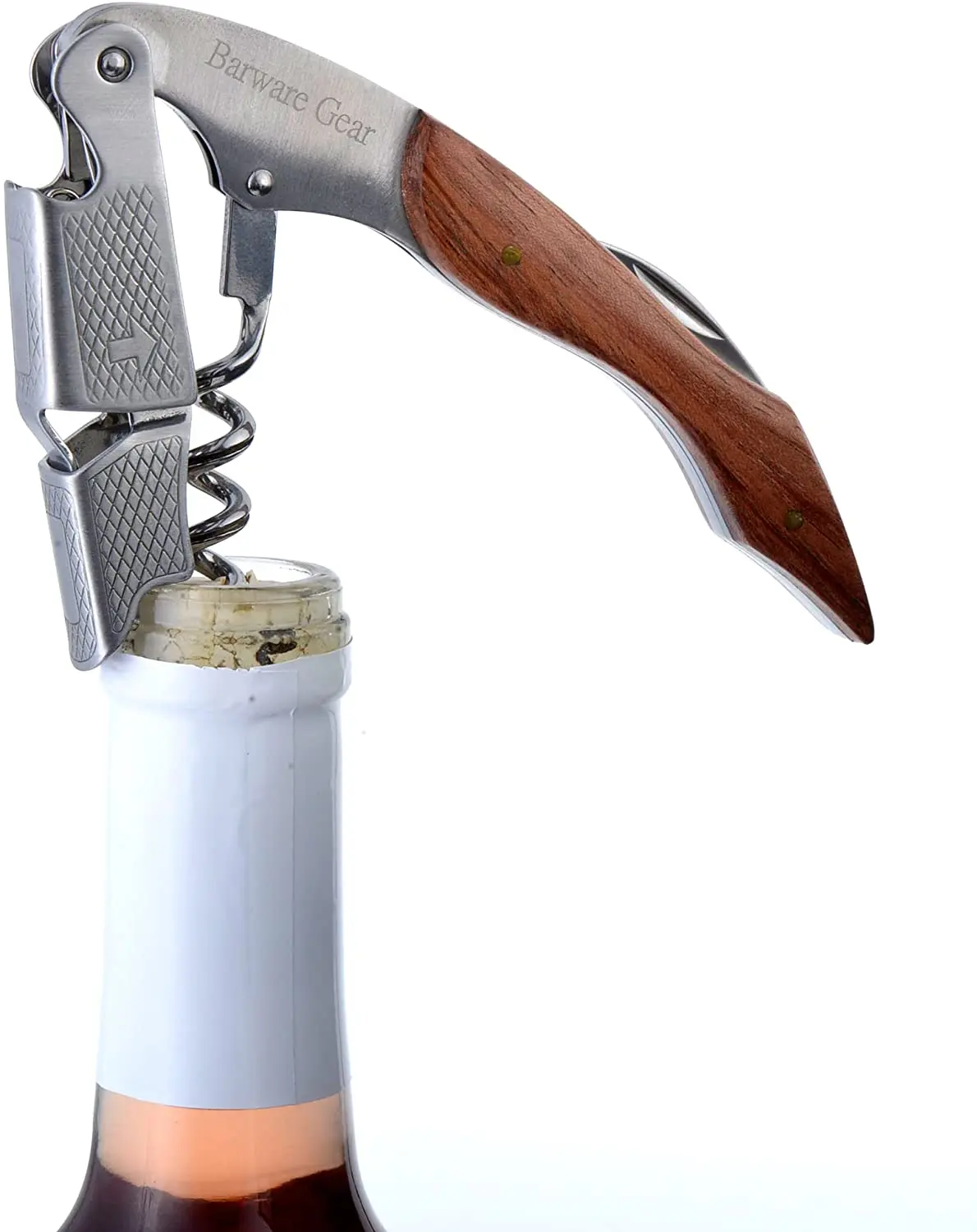 All in One Professional Rosewood Handle Waiters Corkscrew Wine Bottle Opener with Foil Cutter