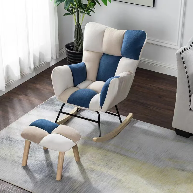 Living room Sofa relax rocking chair reclining rocking sofa Accent Modern Armchair Velvet Nursery Rocker,Wingback Rocking Chairs