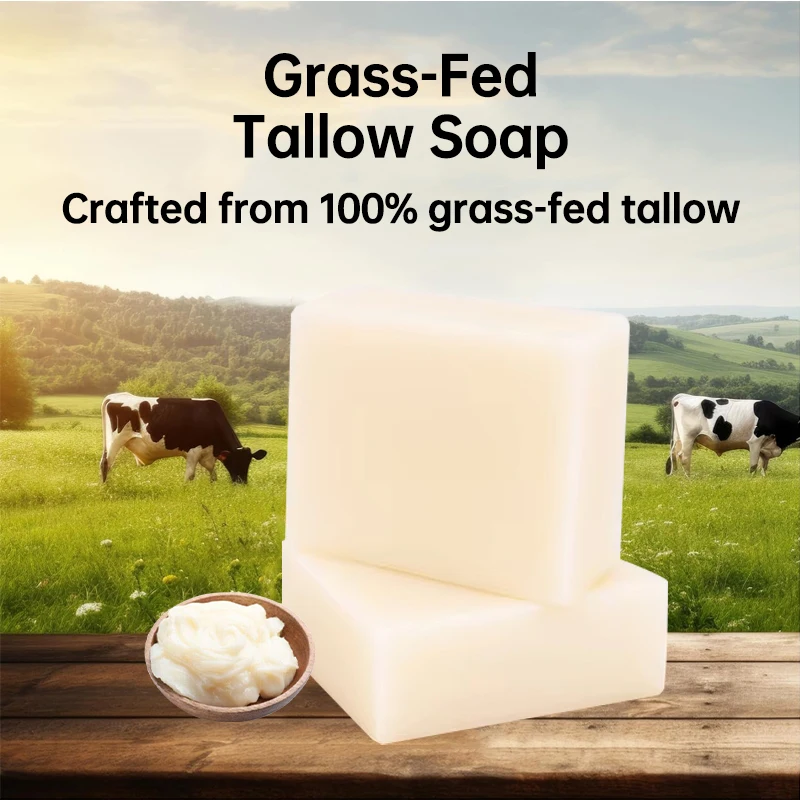Natural 100% Grass Fed Beef Tallow Soap Bar Skin Care Moisturizing Face & Body Wash Sensitive Skin Bath Cleaning Tallow Soap