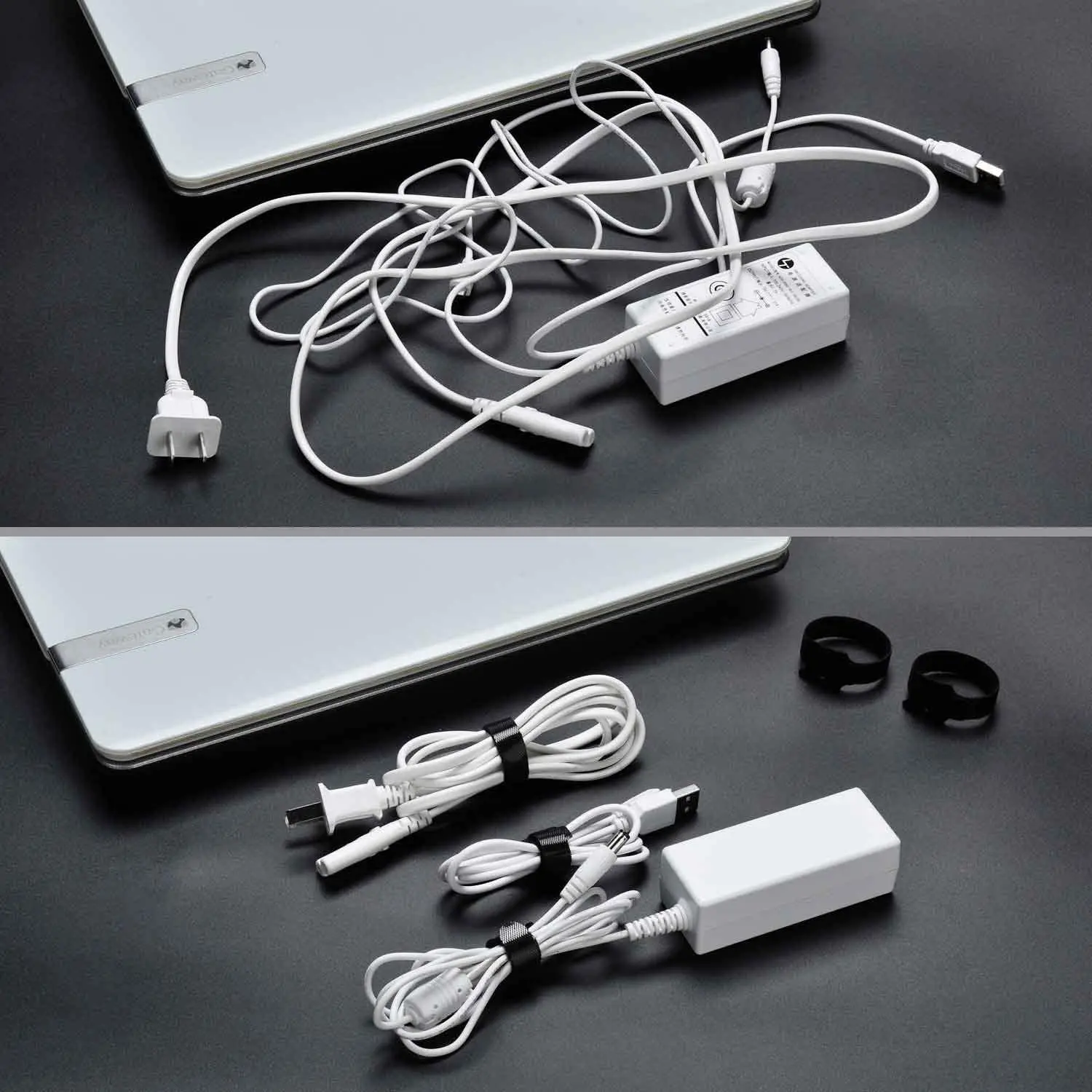 90 PCS 6 Inches Black Reusable Cable Ties Adjustable Cord Straps Cable Organizer  Cord Wrap and Hook Loop Cords Management