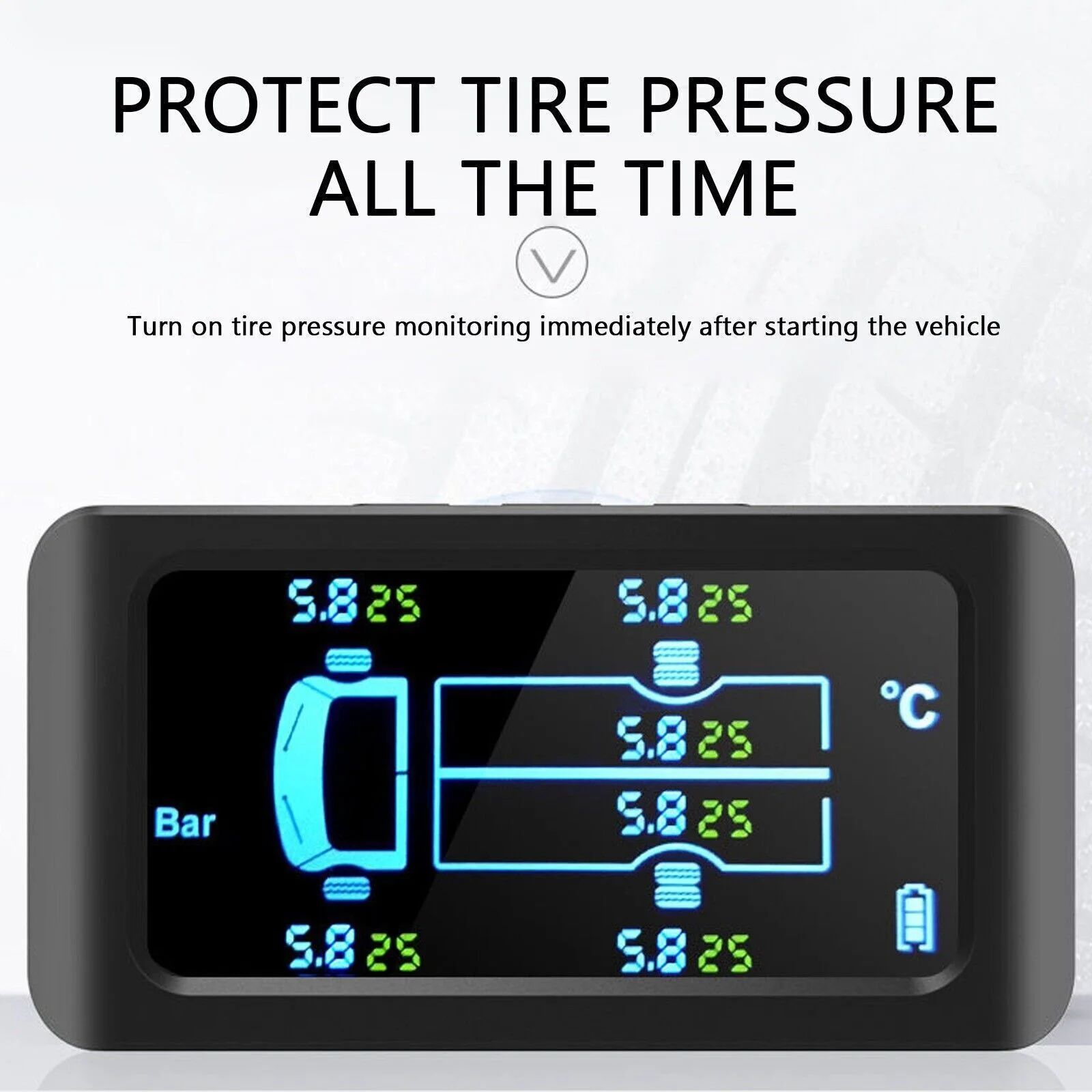 0-8 0-16 Bar 116 217 PSI Big Screen 180 Degree Adjustable 6 Wheels   Tyre Tire Pressure Monitoring System Sensor