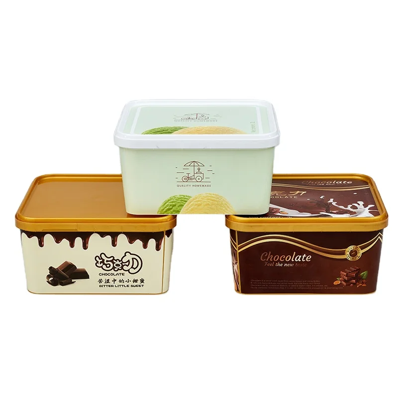 custom printed square shape plastic cookies cup with IML lid Free Snack Storage Container Box Food Grade Portable