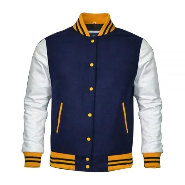 letterman Jacket With Leather Sleeve Sports Baseball Jacket Men Letterman Jacket