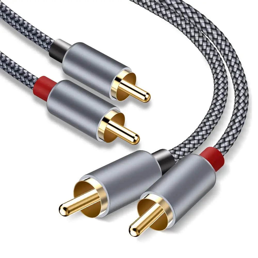 Factory Price 3.5mm MALE-MALE RCA plug to RCA plug  rca audio cable metallic casing aux cable audio