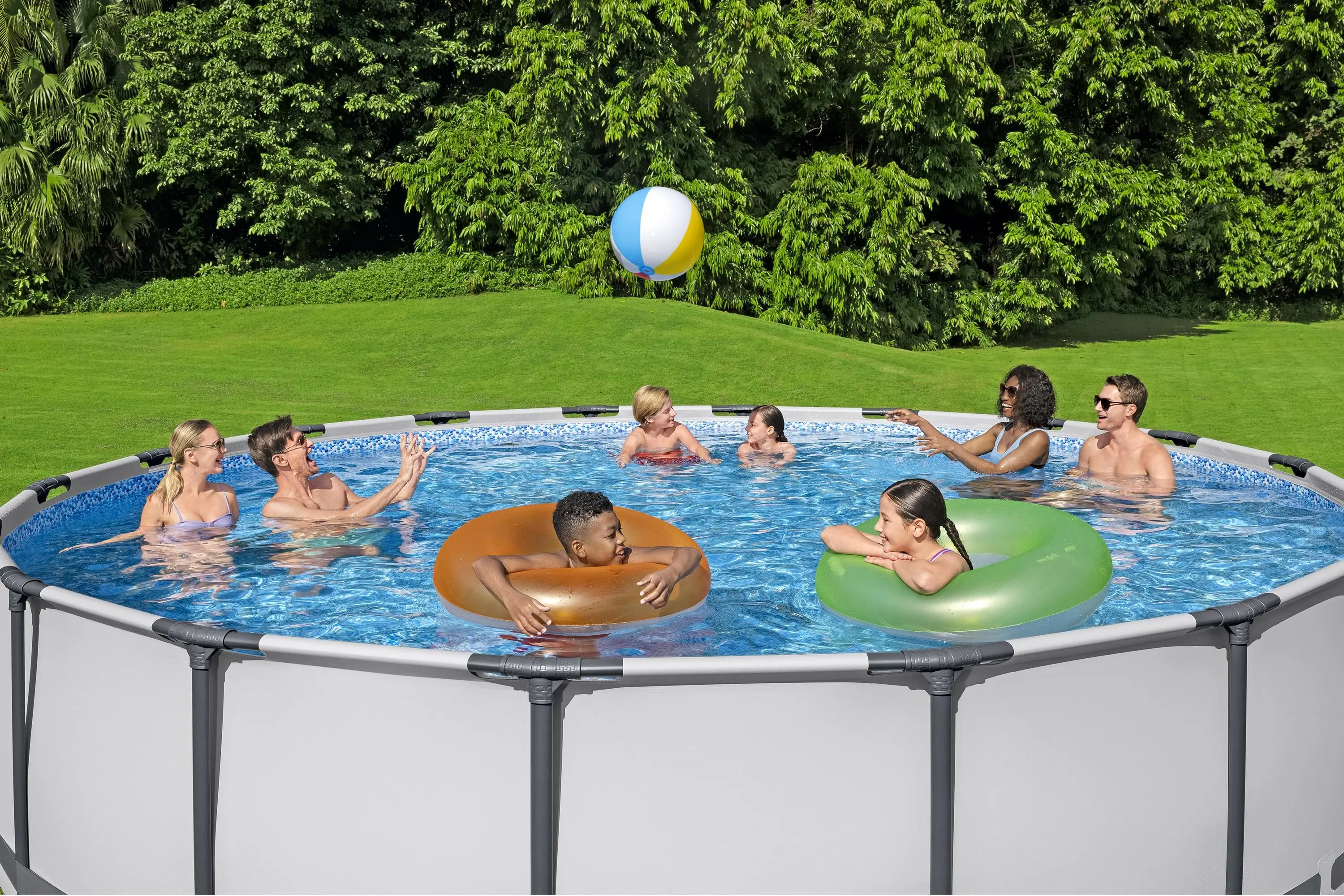Лучший способ круглый металлический каркас Piscina семейный наземный открытый стальной бассейн