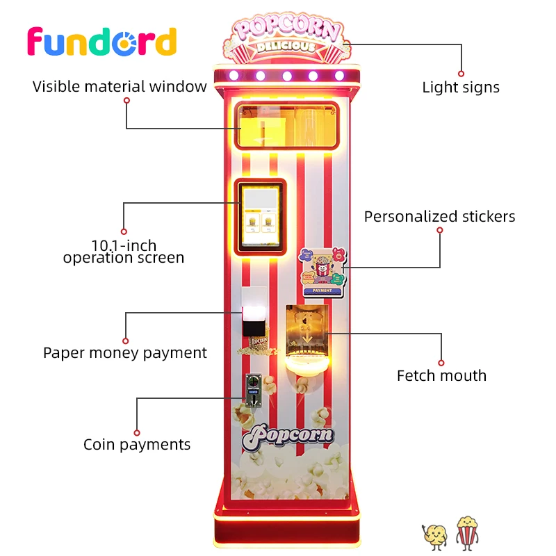 2024 Fundord vending pop corn machine popcorn maker machine