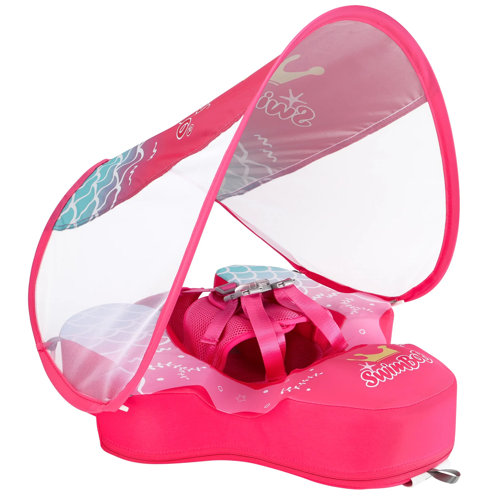 Swimbobo Non-inflatable Baby Swimming Float Ring Children Swim Rings Underarm Non Inflatable Kids Pool Floats With Canopy Summer