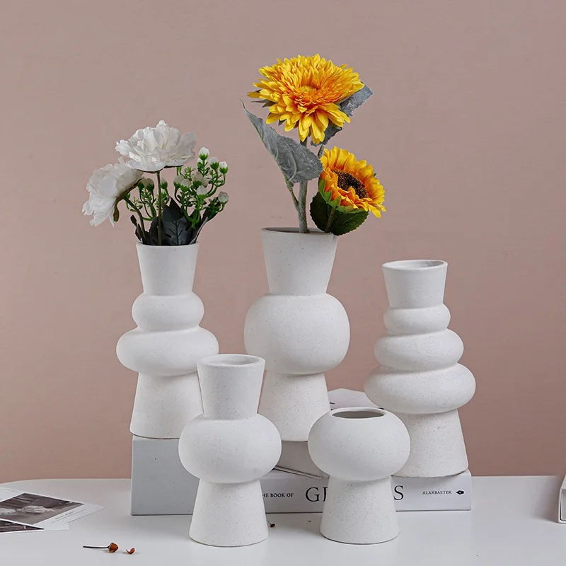 wholesale earthy white modern creative home decor vase rough surface hotel ornament classical nordic vase for white vase Decor