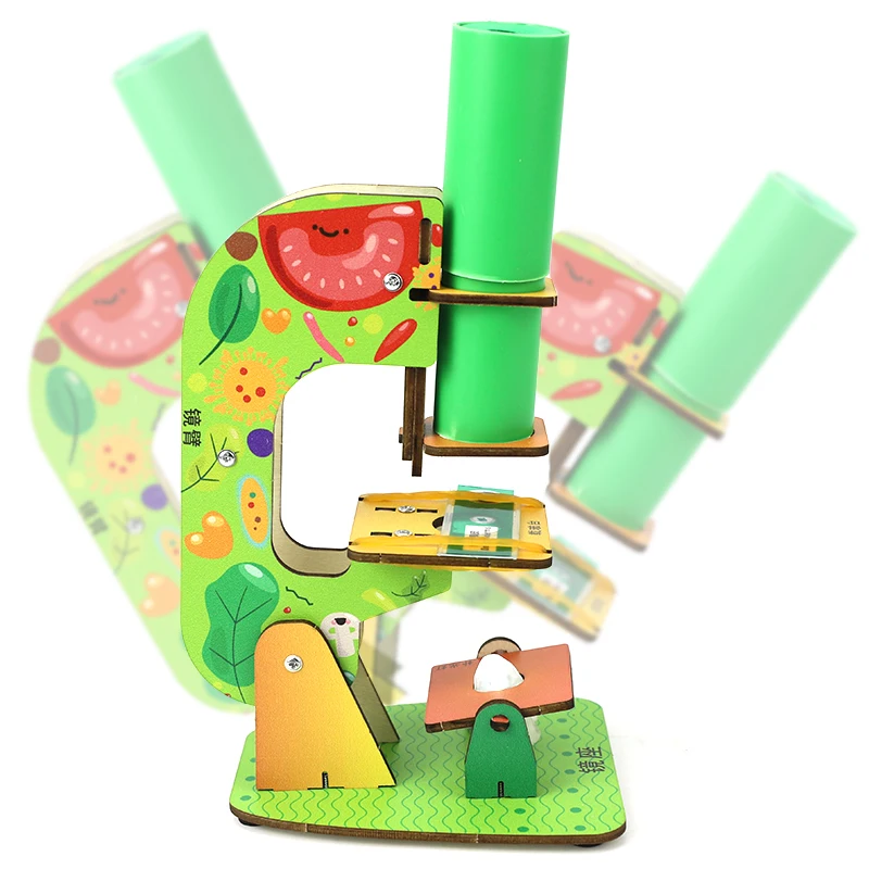Handmade Microscope Science Experiment Assembling Stem Toys Educational Kits Baby Toy