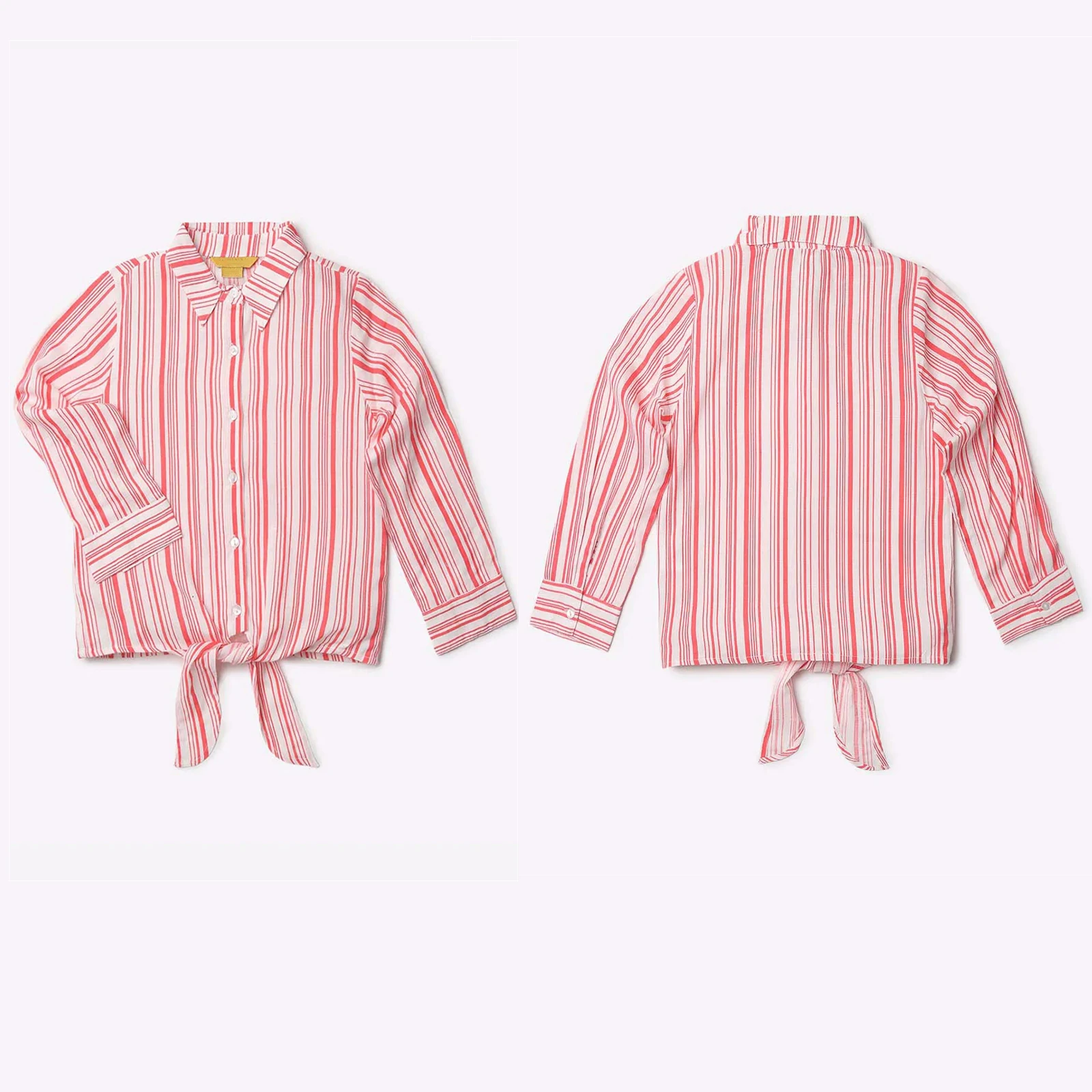 
Kids Clothing Children Wholesale Customization ISO Certificate Striped Top with Front Tie-Up Girls Blouse Tops 