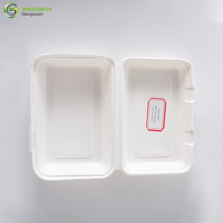 High-Temperature Disposable Lunch Box With Lid Takeaway Food Tray For BBQ Baking Sugarcane Bagasse Containers Disposable Plates