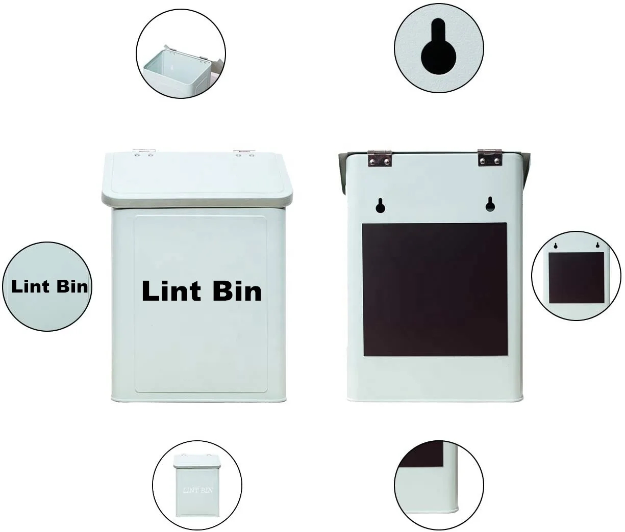 Farmhouse laundry room wall mount metal household magnetic lint holder lint bin lost socks holder