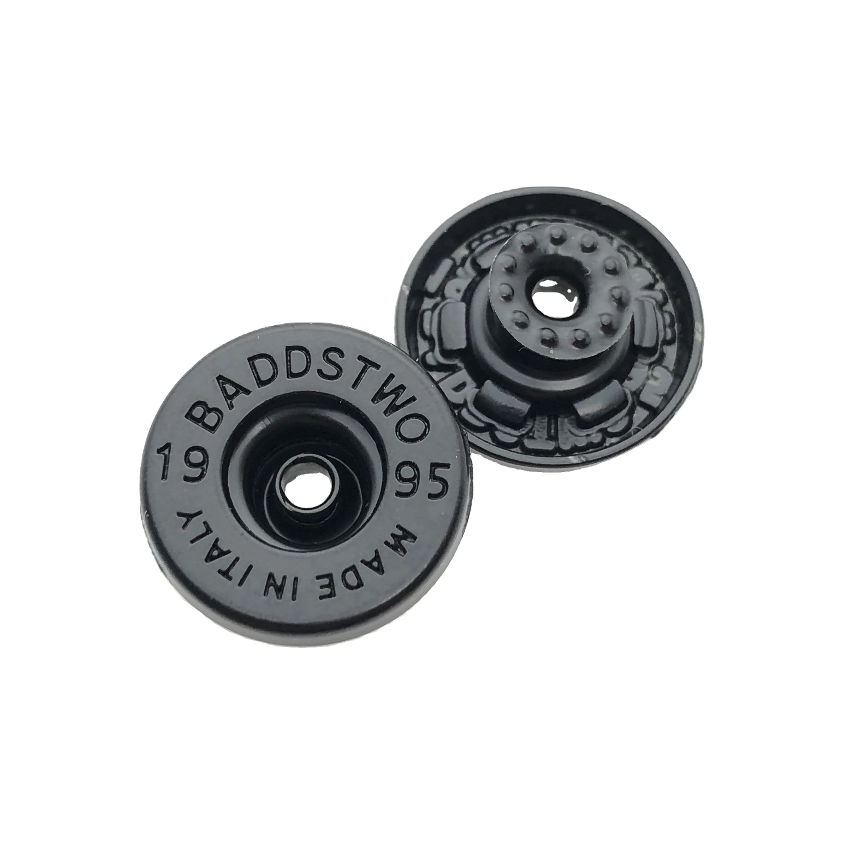 Flash Sale Lead Free Narrowing Jeans Removable Shiny Engraved Black Metal Buttons
