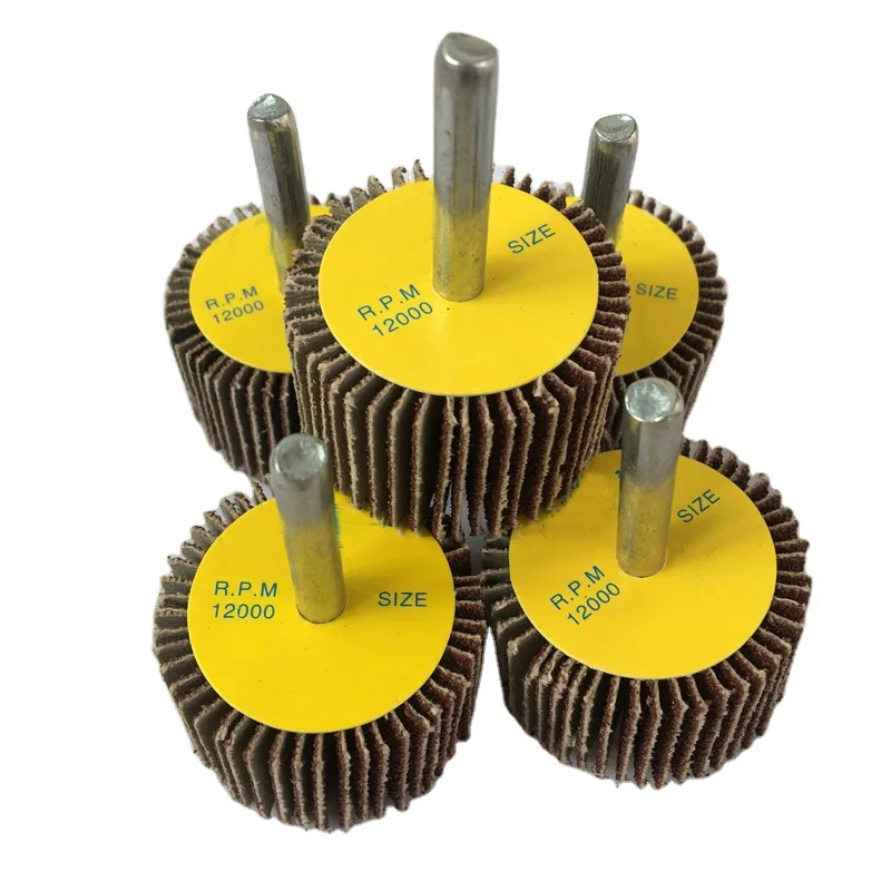 Spindle mop abrasive sanding flap wheel with shaft shank