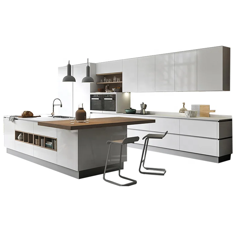 2022 New Model Australia Custom White Lacquer Modern Kitchen Cabinets to UK Sweden