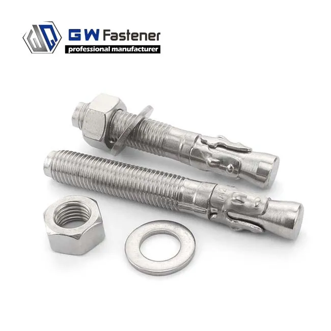 1/4 3/8 1/2 5/8 3/4 A2 A4 Wedge Bolt SS304 SS316 Wedge Anchor Stainless Steel Through Bolt