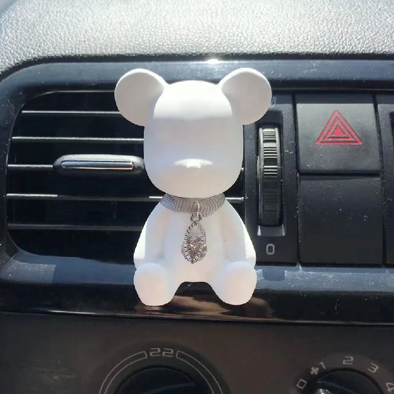 Cute Ceramic Bear Shaped Car Interior Air Vent Essential Oil Diffuser Air Freshener Decoration Accessories