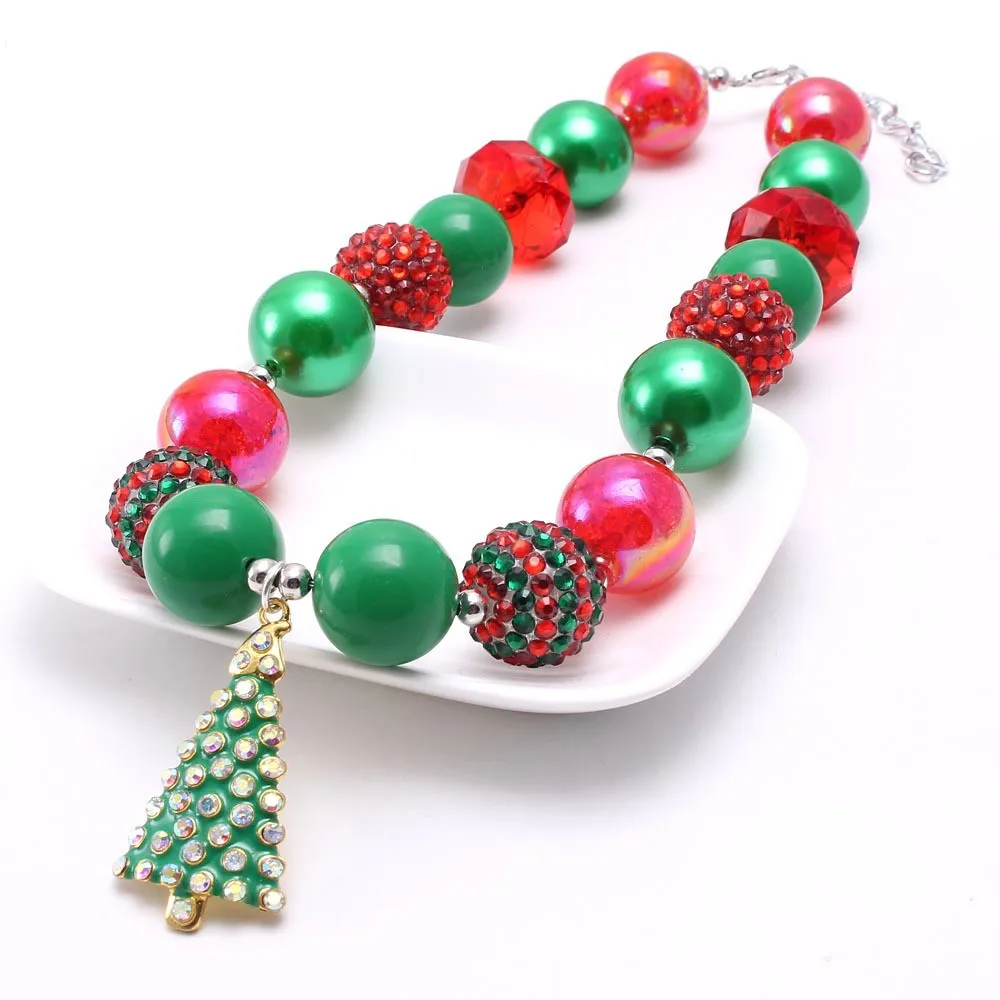Kids Chunky Necklaces Baby Pendant Beaded Necklace Christmas Girls Jewelry Necklaces