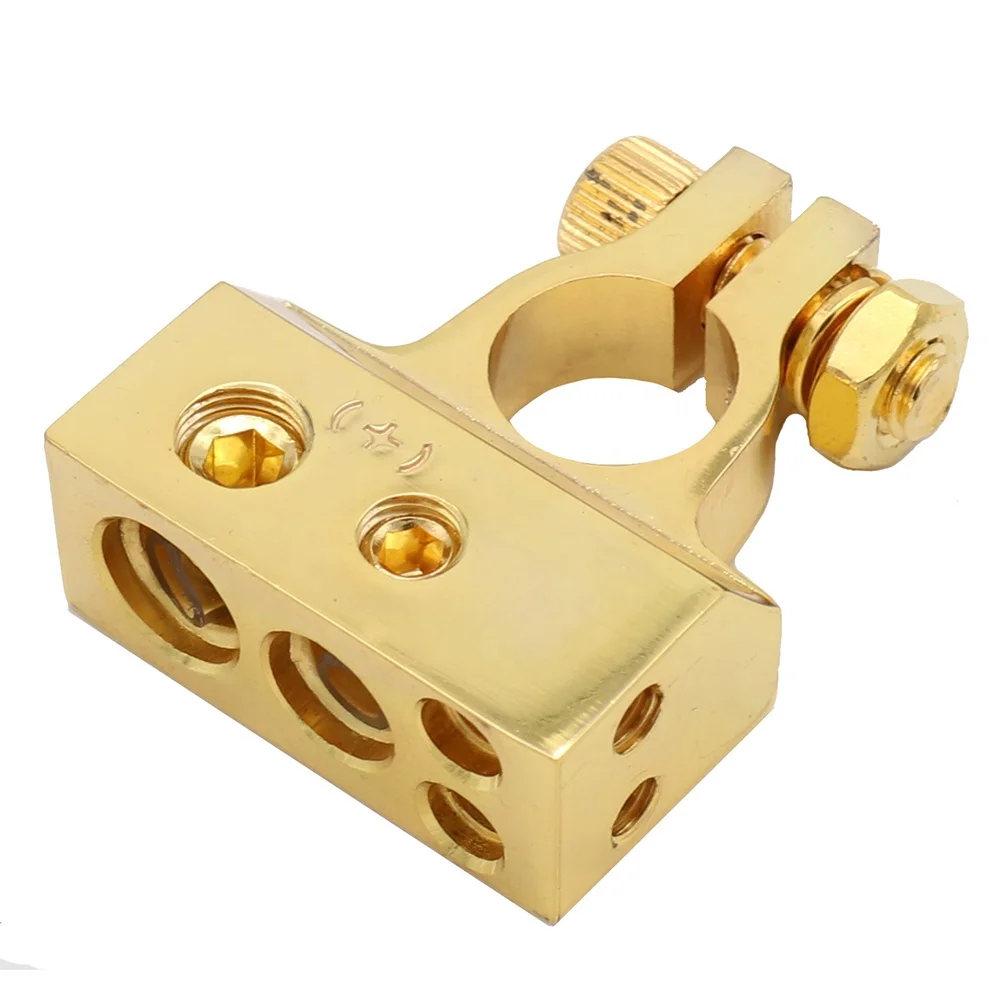 Copper Car Battery Terminals with 2 Clear Covers ,Car Battery Terminal Connectors Kit Positive and Negative(1 pair)