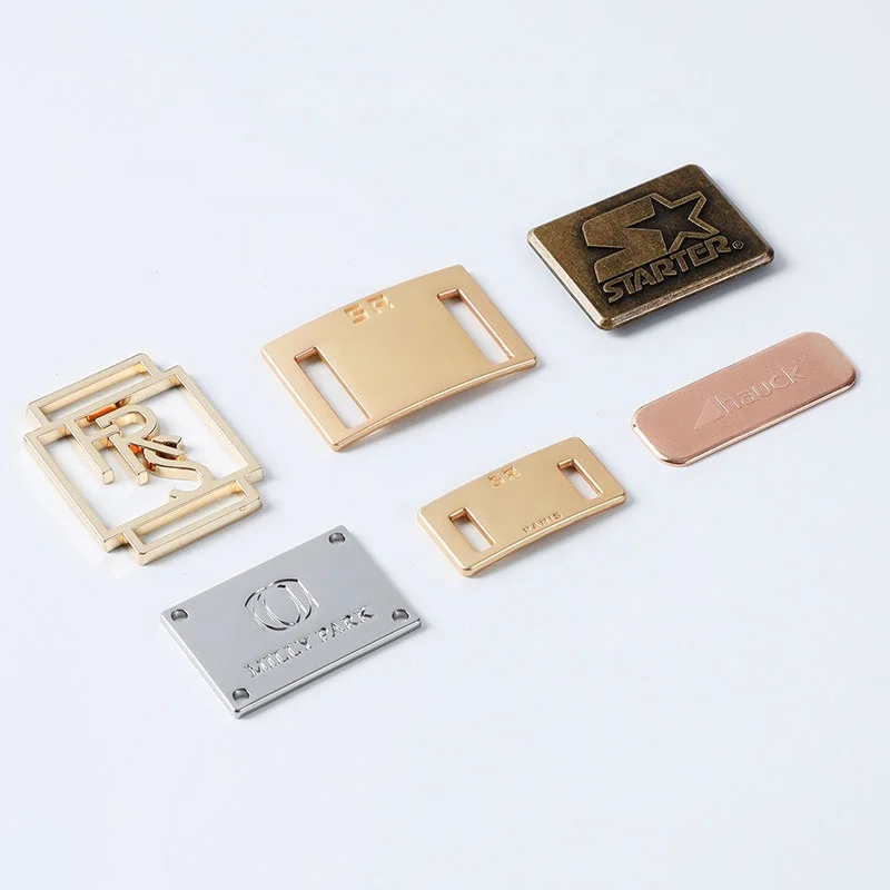 YHG High Quality Engraved Letter Zinc Alloy Brass Brand Logo Custom Metal Tags Plates Label for Clothing