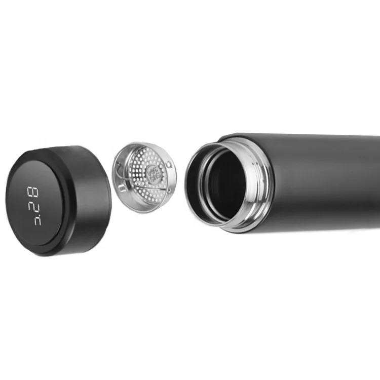 500ml smart thermos flask smart led temperature control stainless steel water bottle with time marking