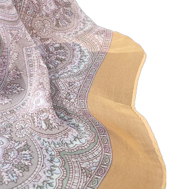 OEM custom 100% silk fabric chiffon  jacquard high quality silk chiffon scarf