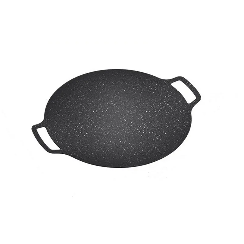 Wholesale Multipurpose Korean Style Nonstick Outdoor Steak Plate Teppanyaki Pan Round Sizzling Plate with Ears