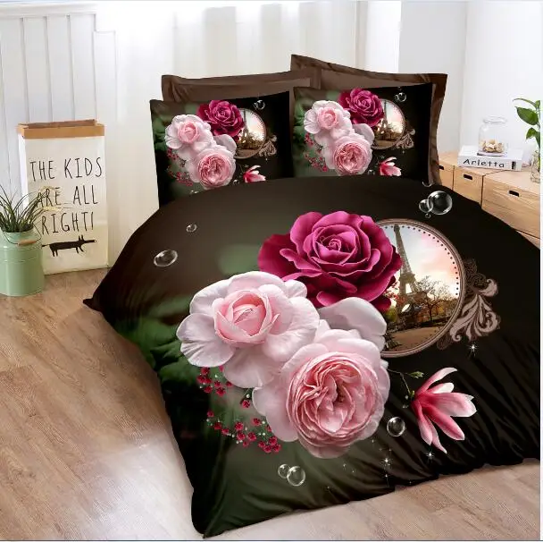 Colorful 3D flower design 100% polyester disperse printed bed sheet fabric