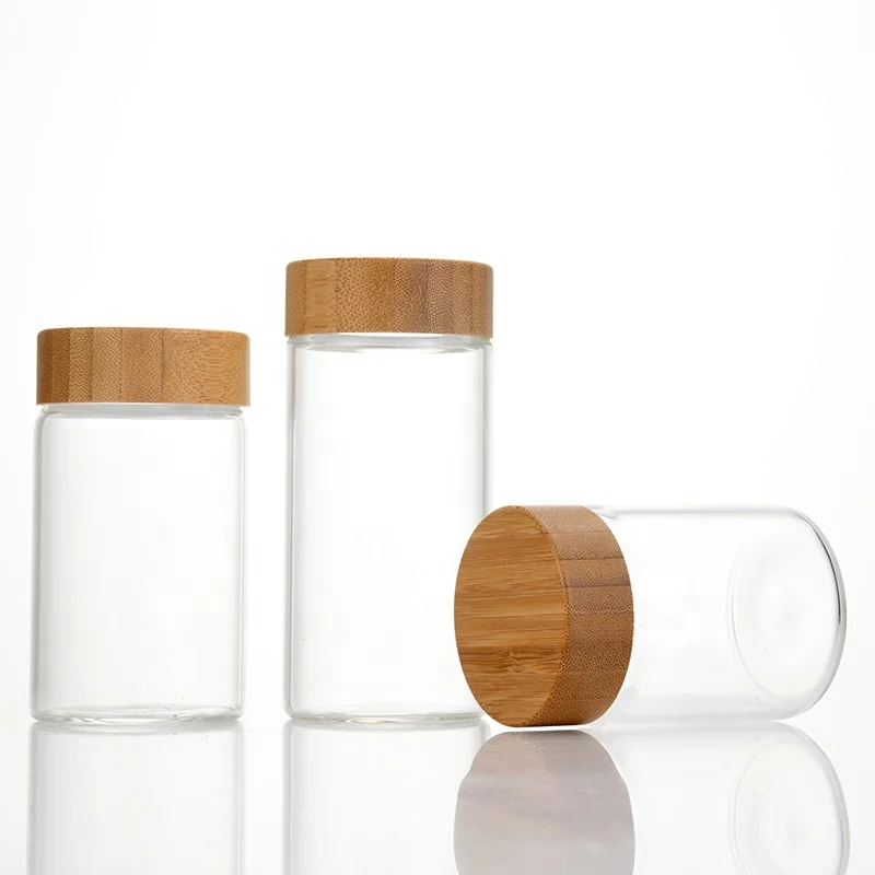 NEW 400 ml Borosilicate Glass Jar with Bamboo Lid Glass Food Container