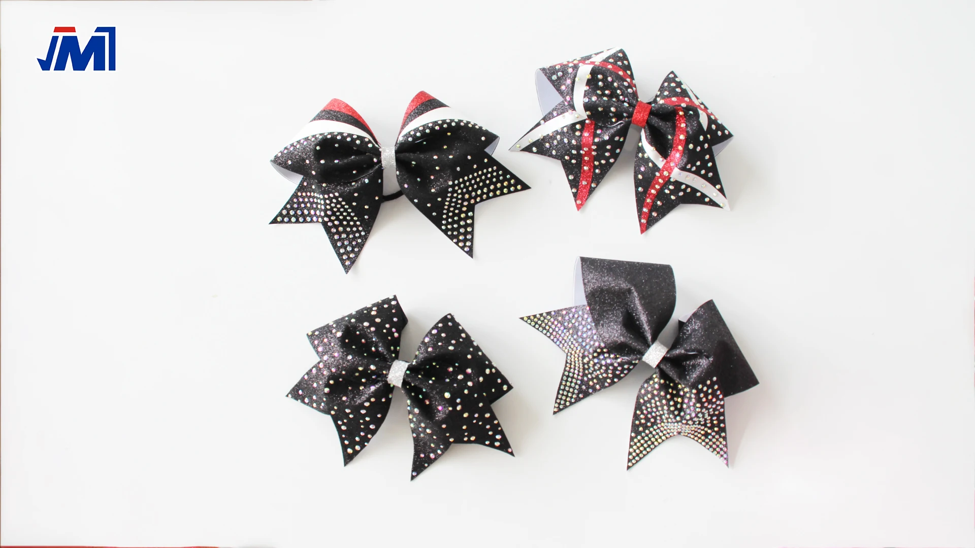 Classic Red And Black Glitter Cheer Bow With Custom Design For School Girls