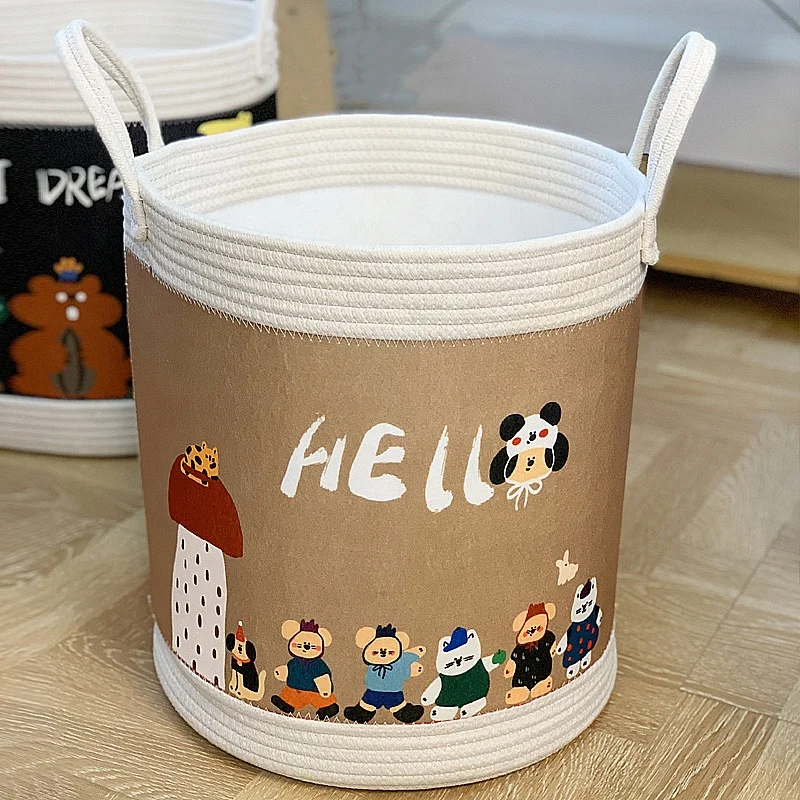 Nordic Style Cartoon Children Storage Basket Casual Clothes Laundry Basket