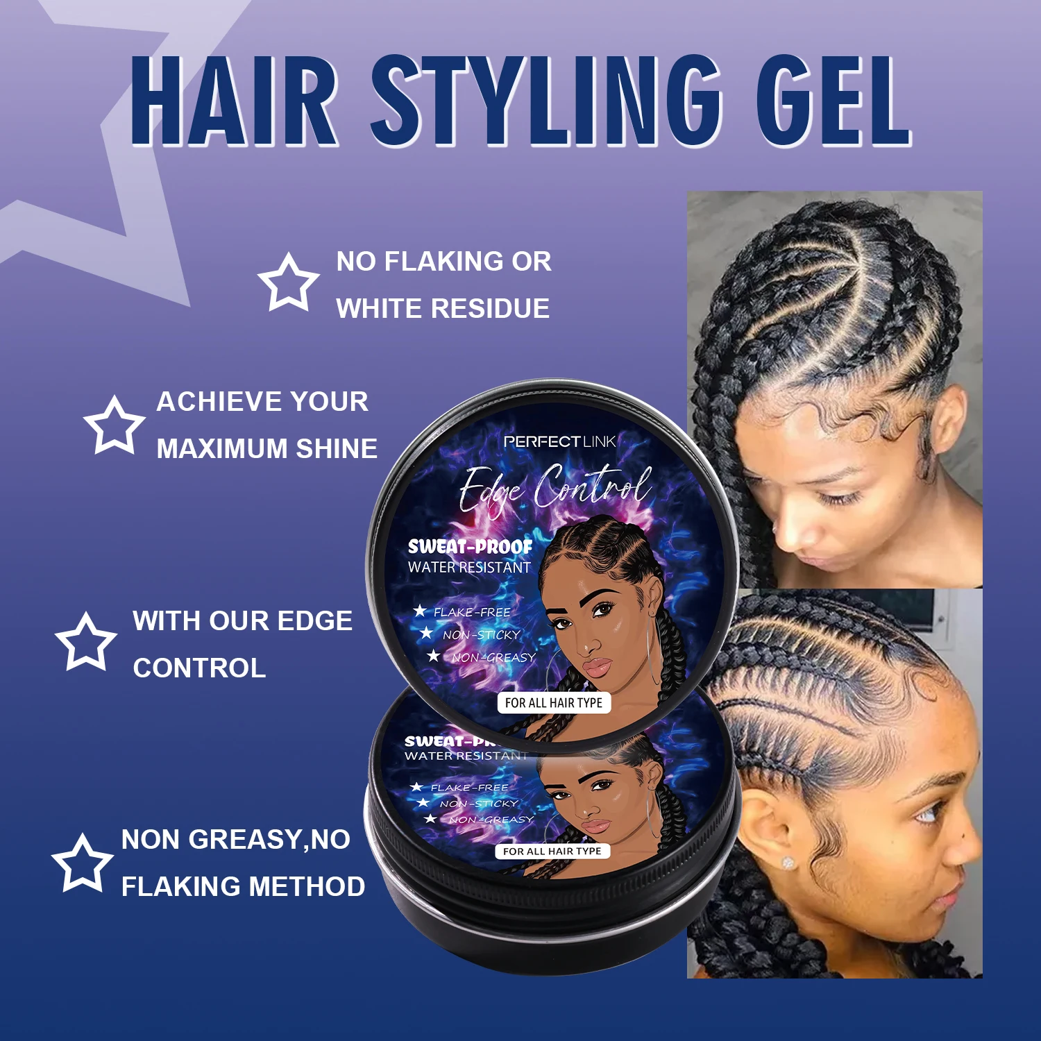 Hair styling pomade extreme strong hold water proof hard edge control beeswax edge control gel vendor private label