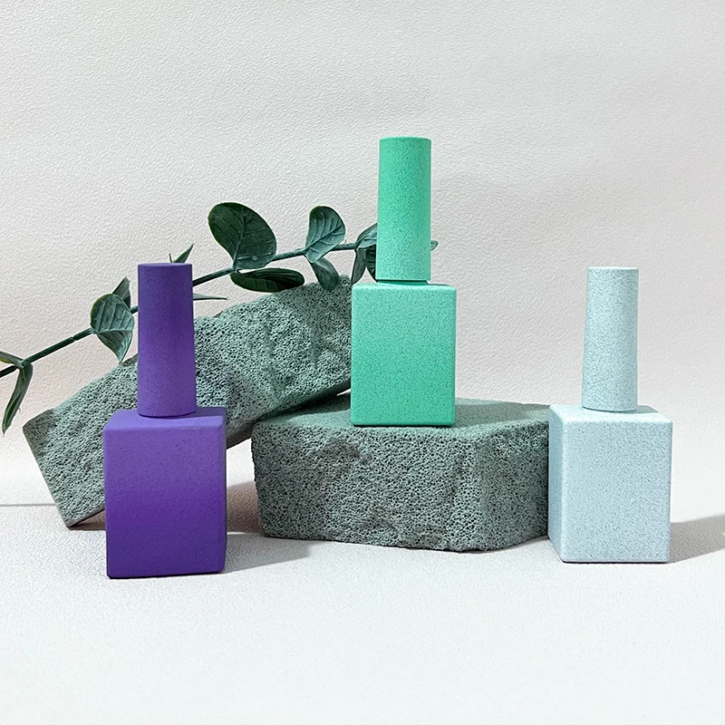 Custom Factory  UV gel nail polish glass bottle 15ml square nail polish bottle with cap and brush