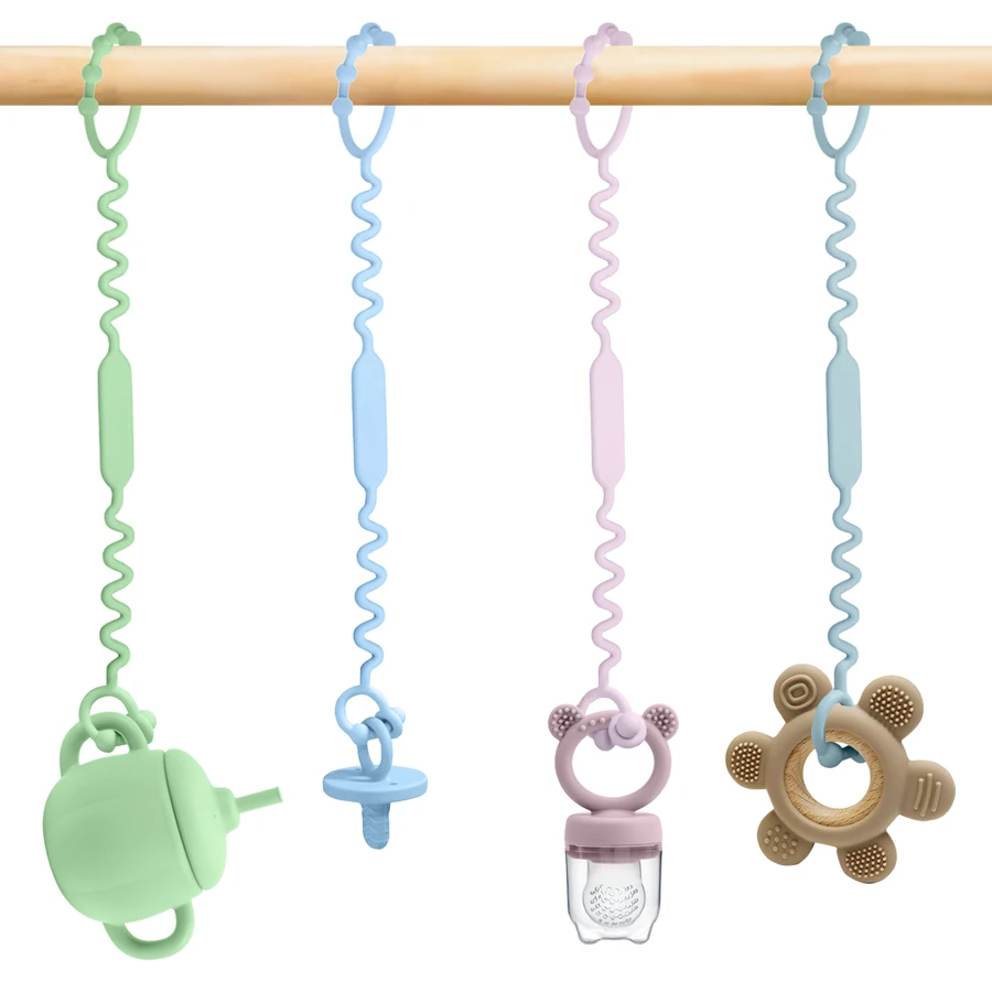 Custom wholesale BPA Free Baby Bottle Teether Toy Baby Safety Straps Adjustable Silicone teething Pacifier anti-lost Chain