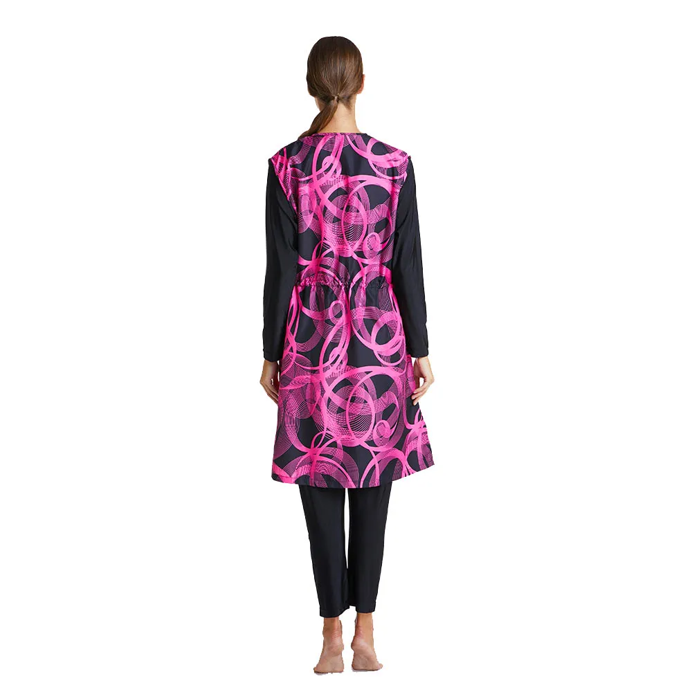 Comfortable Nice Looking Thin Fabric Cool Summer 3pcs Muslim Arab Beachwear Skirt Swimsuit Surfin Suit Swimming Wear with Hijab