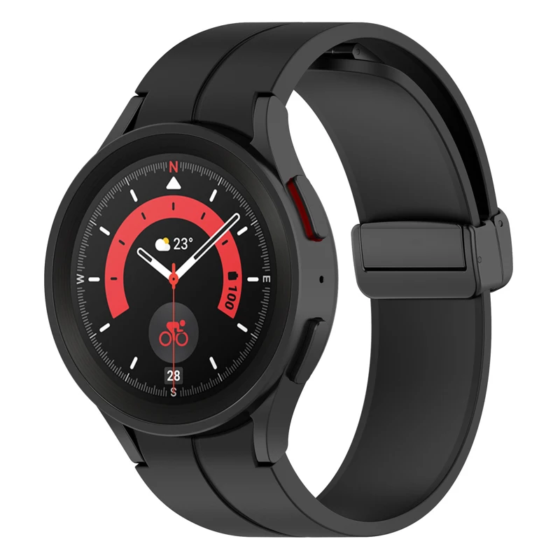 Оптовая продажа однотонный силиконовый умный ремешок Регулируемая Складная магнитная пряжка 20 мм для часов samsung 6 pro 5