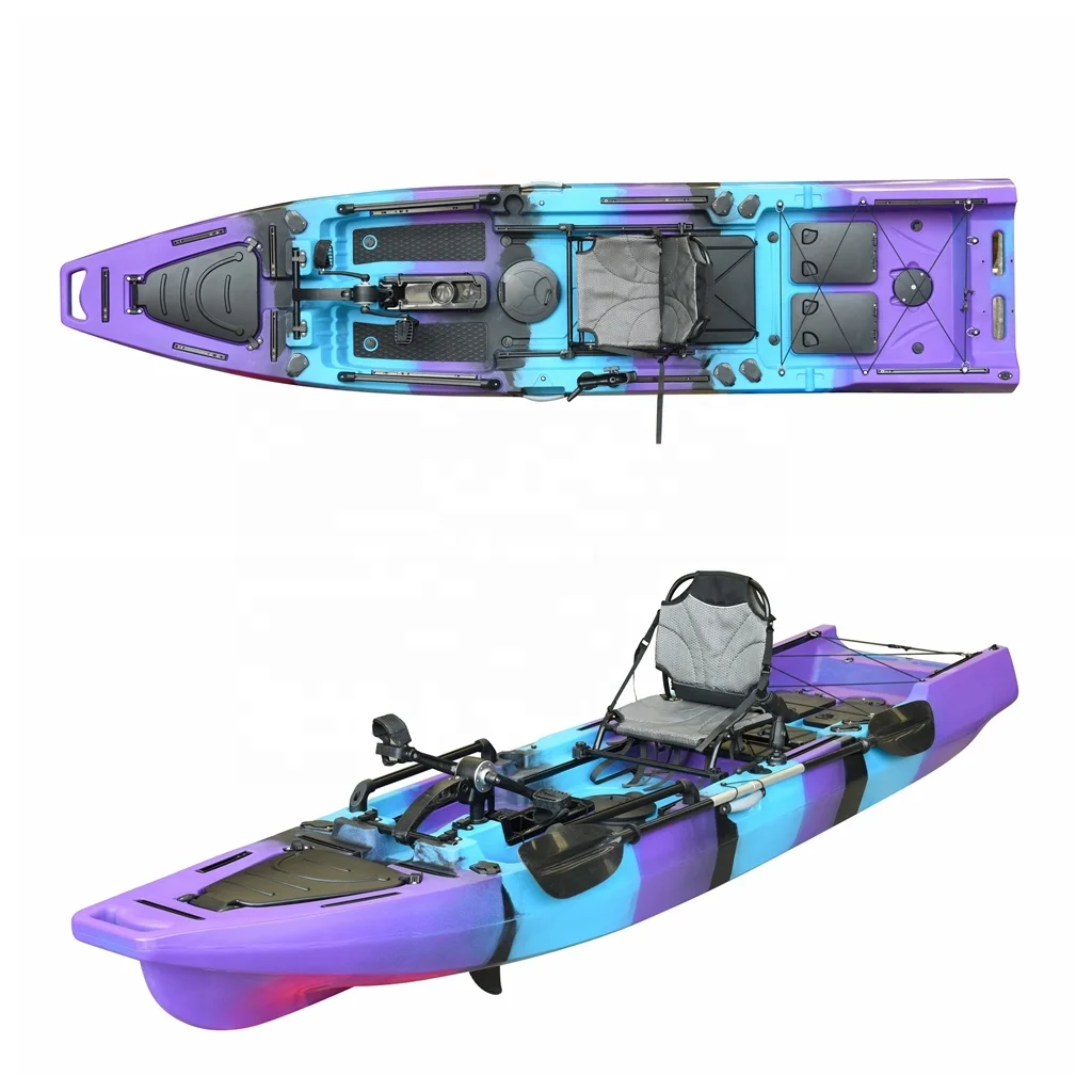 3.8 Meter Sit on Top Canoe Rowing Boat Motorized Fishing Kayak with Propeller Pedal Drive and Electric Motor for Water Sports 35