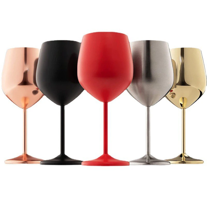 Customization Color and Logo Copper Wine Glasses Silver Champagne Flute Beverage Goblet Silver Coffee Mug 18oz Tumbler with Stem