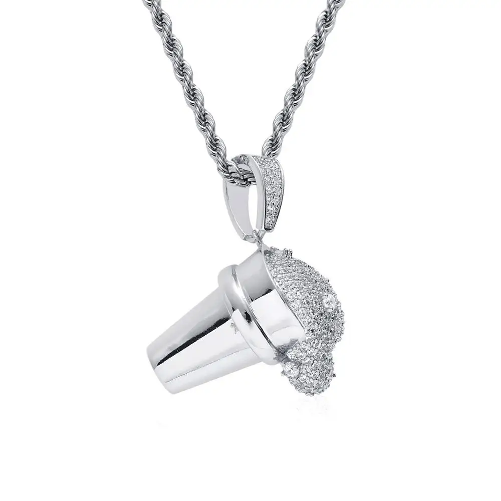 Wholesale HipHop Jewelry Iced Out Lean Cup Pendant Ice Cream Cup Pendant Necklace
