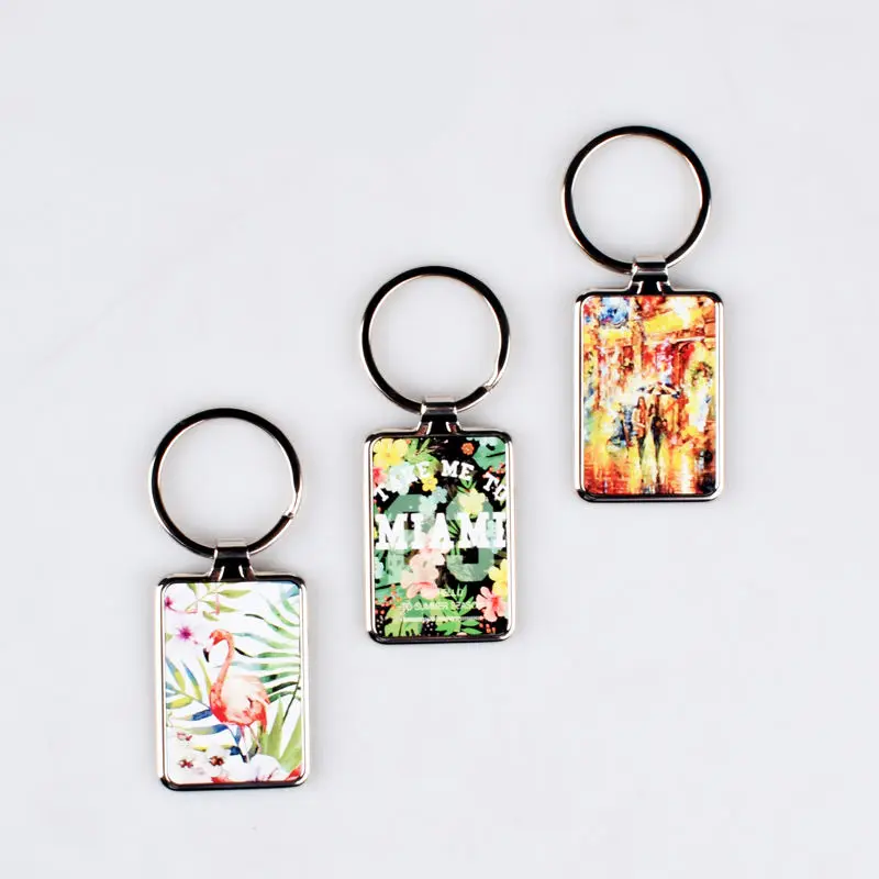 Qualisub Blank Keychains Sublimation Metal Keychain Blanks in Rectangle Shape for Custom Printing