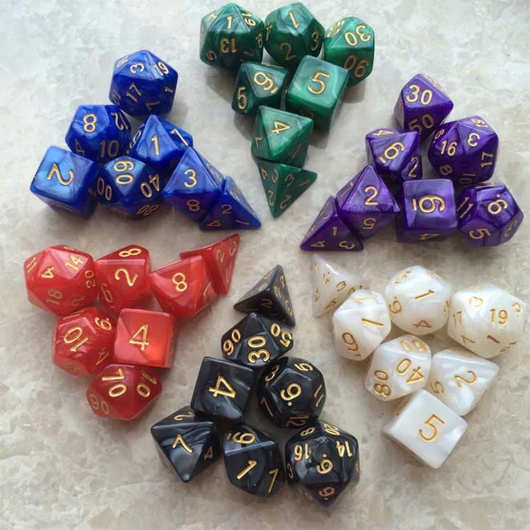 7Pcs Game Dice for RPG Dungeons and Dragons D20 D12 D10 D8 D6 D4 DND Polyhedral Dice