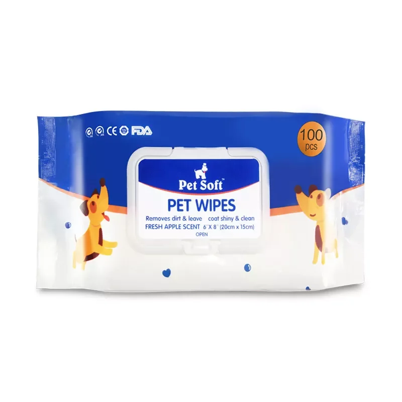 Биоразлагаемые влажные салфетки для ухода за лапами для домашних животных